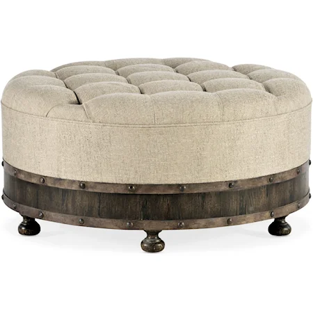 Giddings Round Upholstered Cocktail Ottoman with Casters